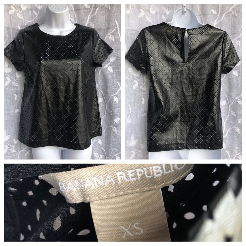 Banana Republic• Faux Leather Eyelet Black - Picture 2 of 7